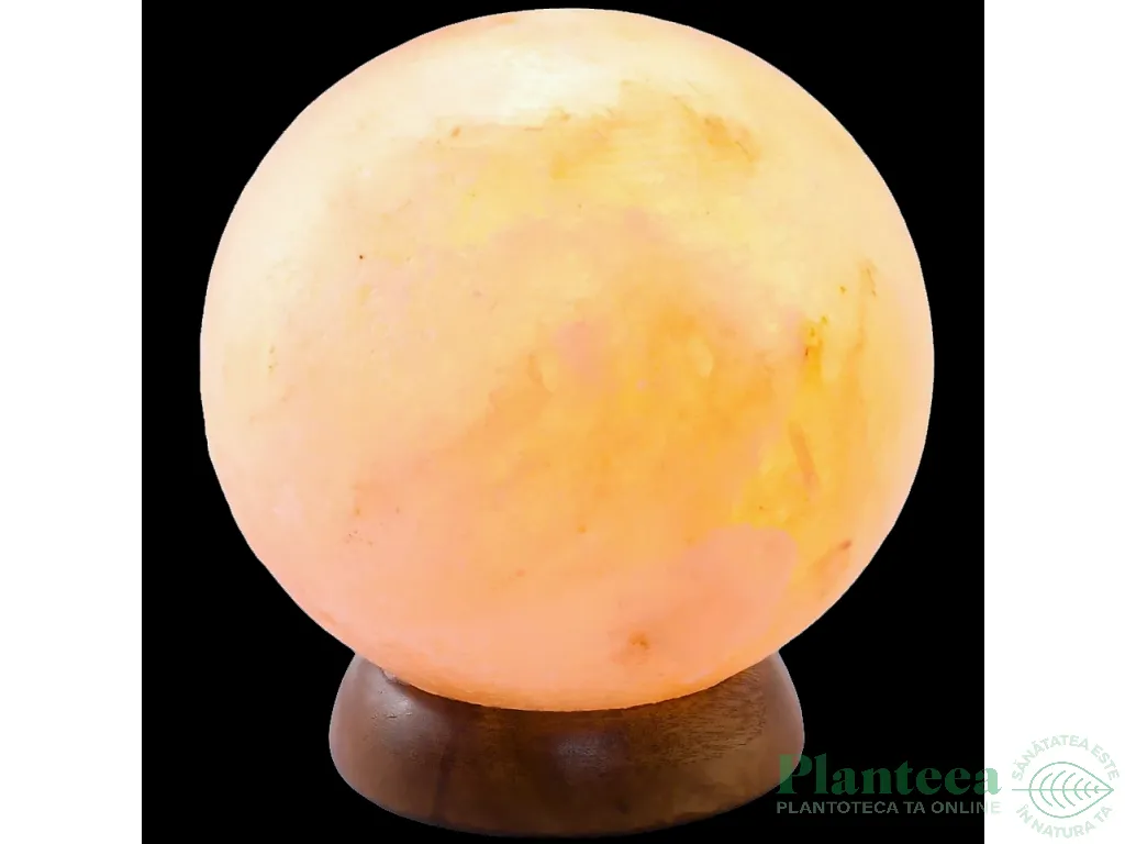 Veioza sare himalaya glob Feng Shui suport lemn 4kg - MONTE SALT CRYSTAL