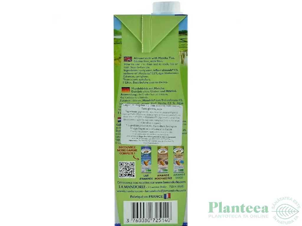 Lapte migdale ceai matcha eco 1L - LA MANDORLE