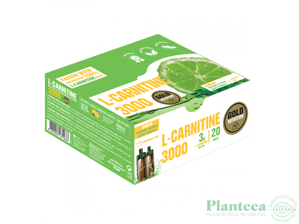 L carnitina 3000mg lamaie verde fiole 20x10ml - GOLD NUTRITION