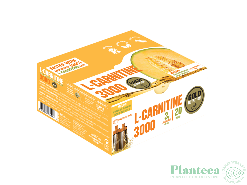 Shot L carnitina 3000mg pepene galben 20x10ml - GOLD NUTRITION