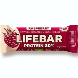 Baton proteic zmeura raw bio 47g - LIFEBAR