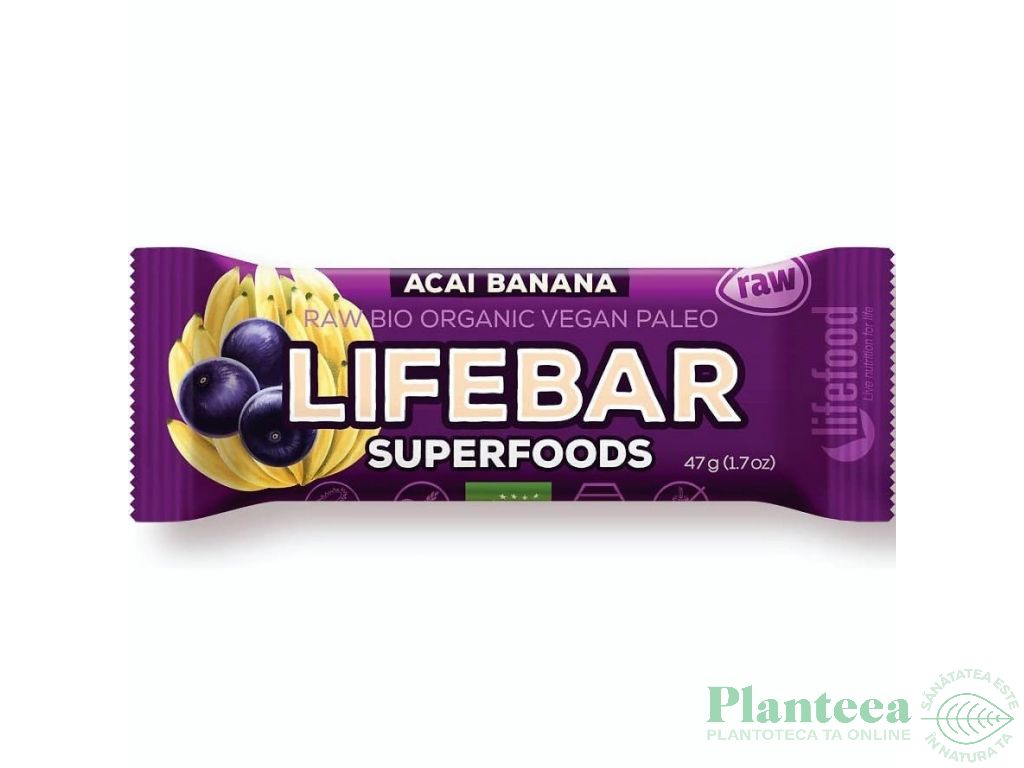 Baton superfood acai banane raw bio 47g - LIFEBAR