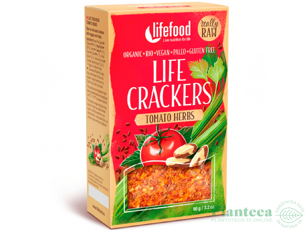 Crackers rosii ierburi fara gluten raw bio 90g - LIFEFOOD