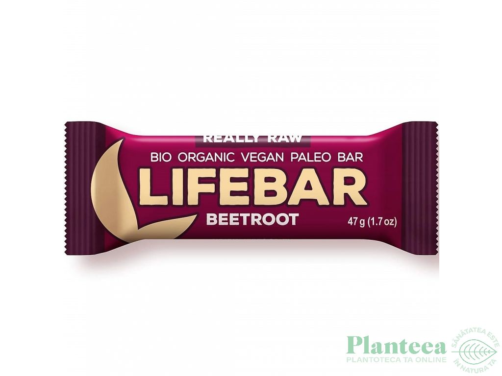 Baton energizant sfecla rosie raw bio 47g - LIFEBAR