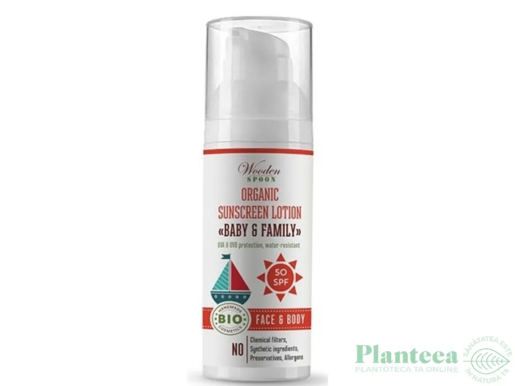 Lotiune protectie solara spf50 Baby & Family 50ml - WOODEN SPOON