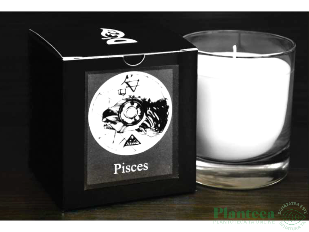 Candela sticla ceara soia Zodiac Pisces 130g - D`ECO