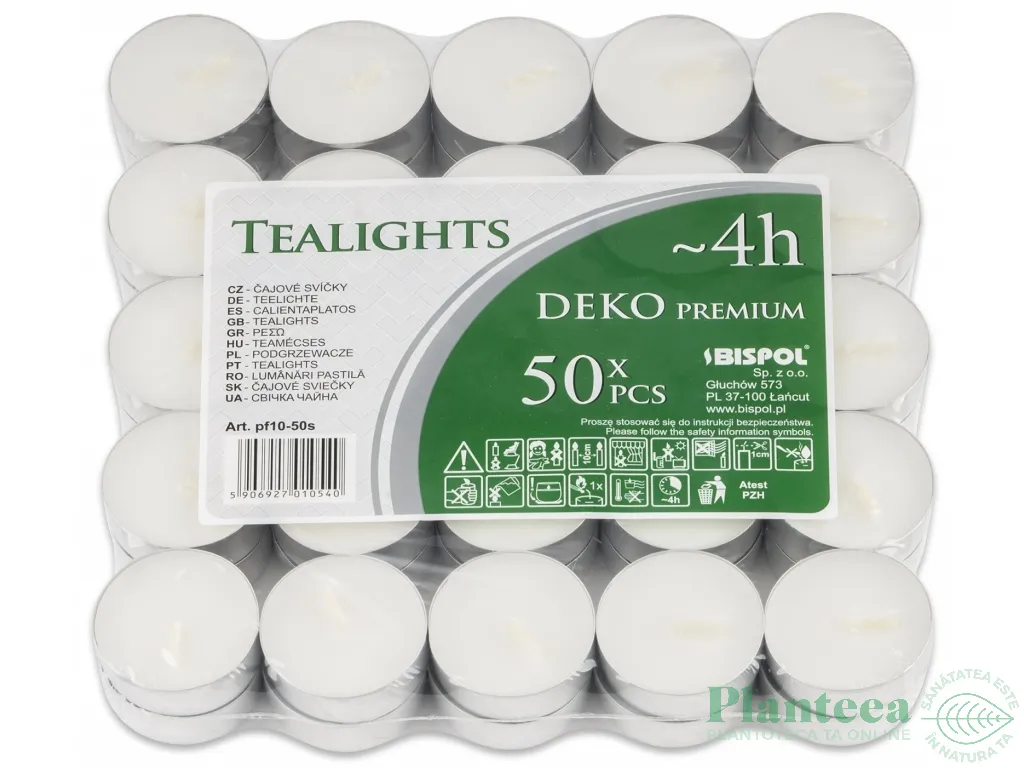 Lumanari pastila neparfumate 4h deko premium set 50b - BISPOL