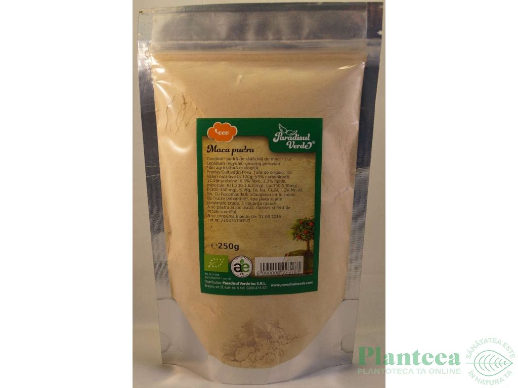 Pulbere maca bio 250g - PARADISUL VERDE