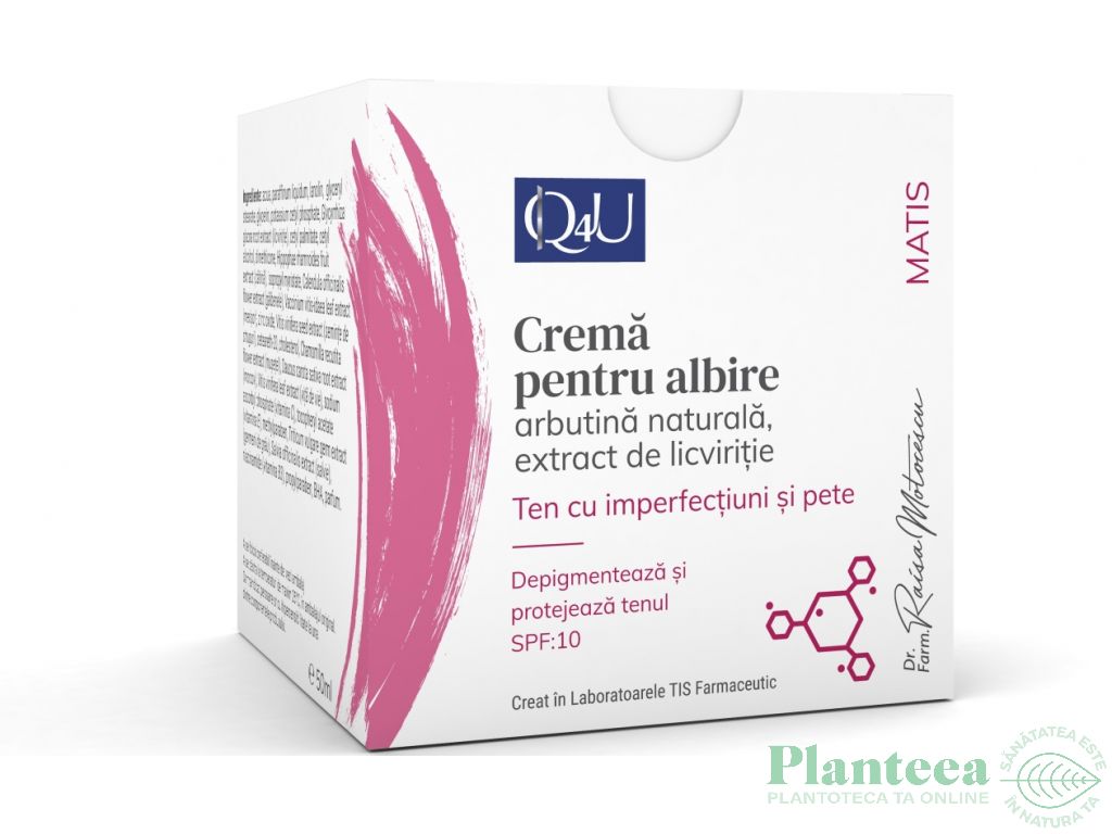 Crema albire arbutina licviritie spf10 Q4U MaTis 50ml - TIS