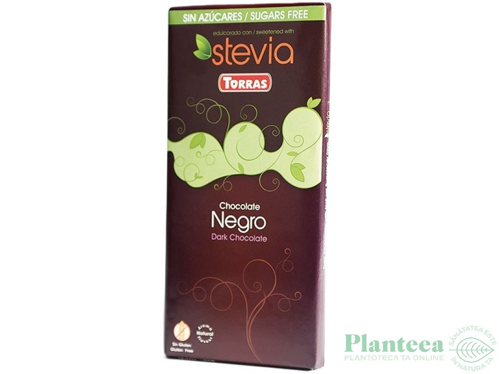 Ciocolata neagra 60%cacao fara zahar fara gluten Stevia 100g - TORRAS