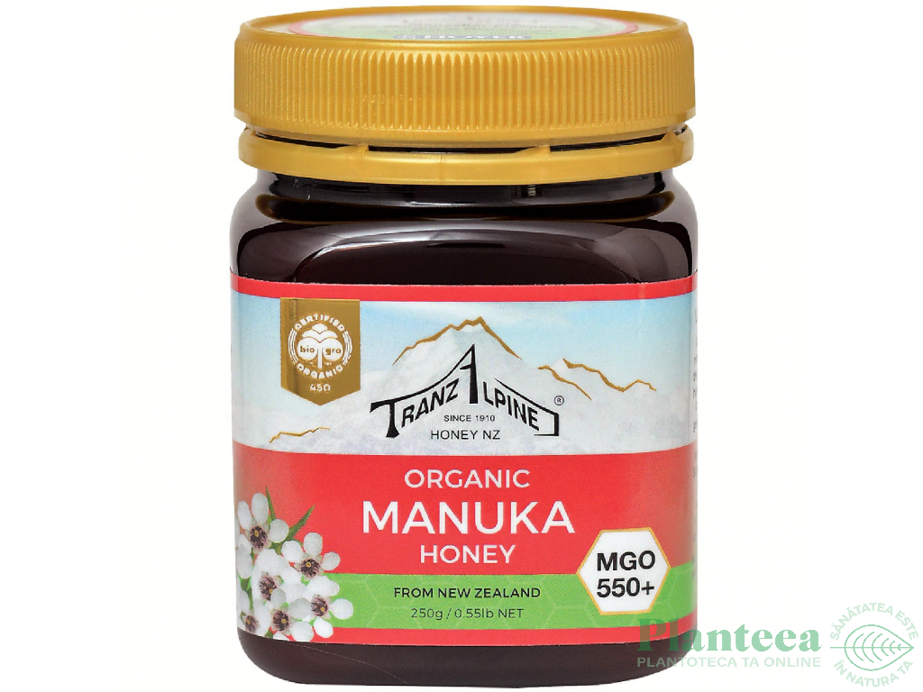 Miere manuka mgo550+ bio 250g - TRANZALPINE