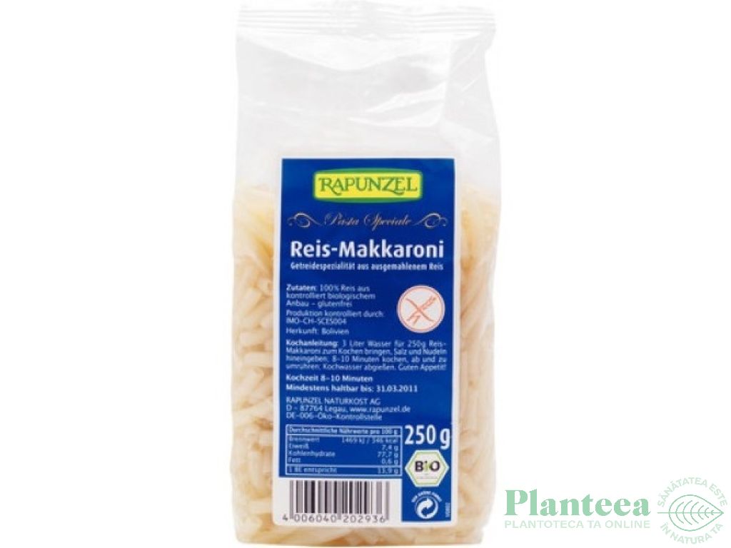 Paste macaroane orez alb eco 250g - RAPUNZEL