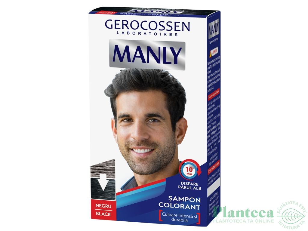 Sampon colorant concentrat negru Manly 25ml - GEROCOSSEN