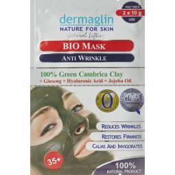 Masca antirid femei 35+ argila verde ginseng 2x10g - DERMAGLIN