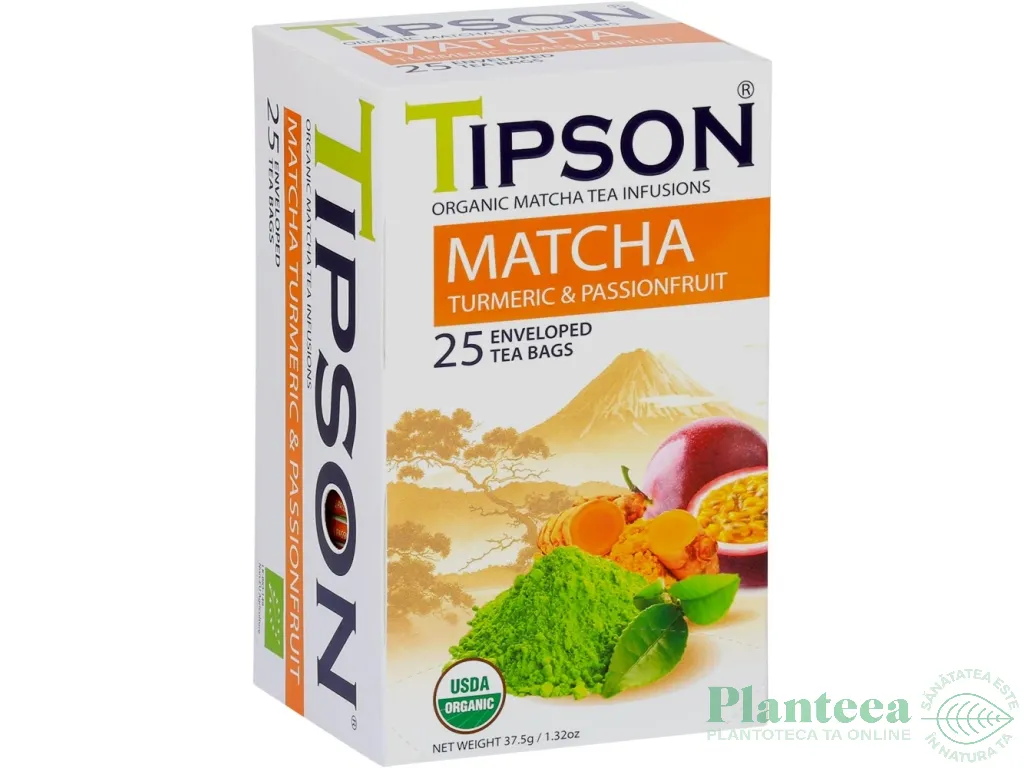 Ceai matcha organic turmeric fructul pasiunii 25dz - TIPSON
