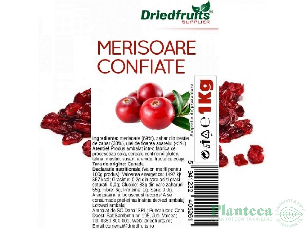 Merisoare confiate 1kg - DRIED FRUITS