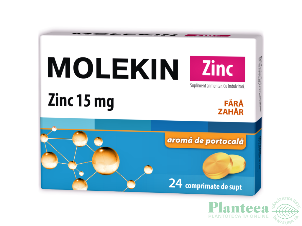 Molekin zinc 15mg portocale fara zahar 24cp - NATUR PRODUKT