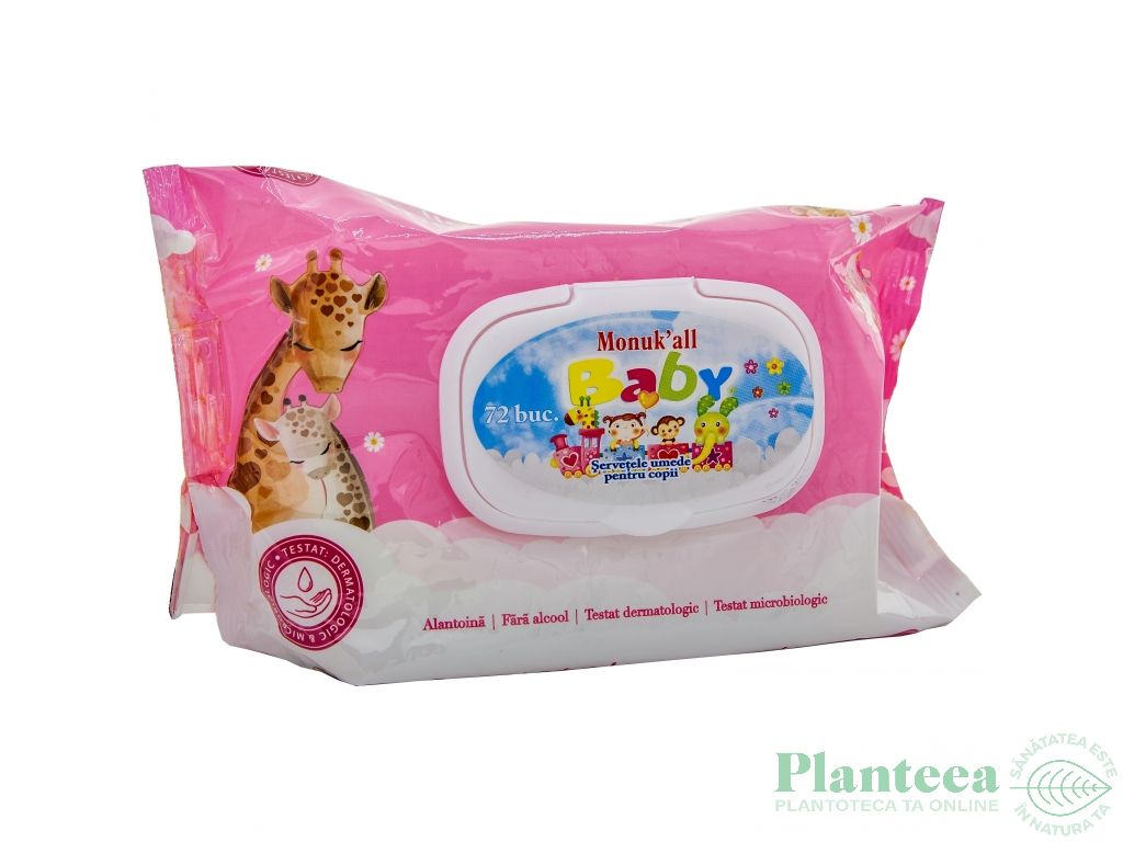 Servetele umede cu capac pink baby 72b - MONUK`ALL