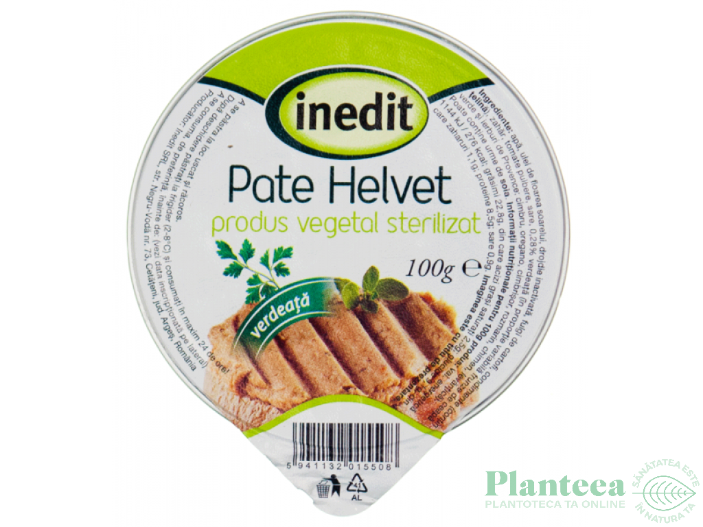 Pate vegetal Helvet verdeata 100g - INEDIT