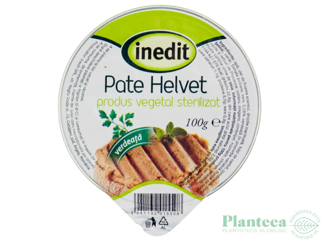 Pate vegetal Helvet verdeata 100g - INEDIT
