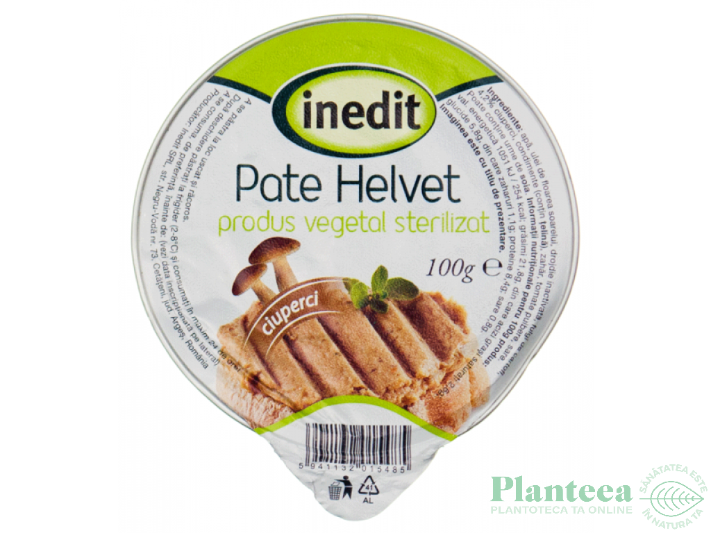 Pate vegetal Helvet ciuperci 100g - INEDIT