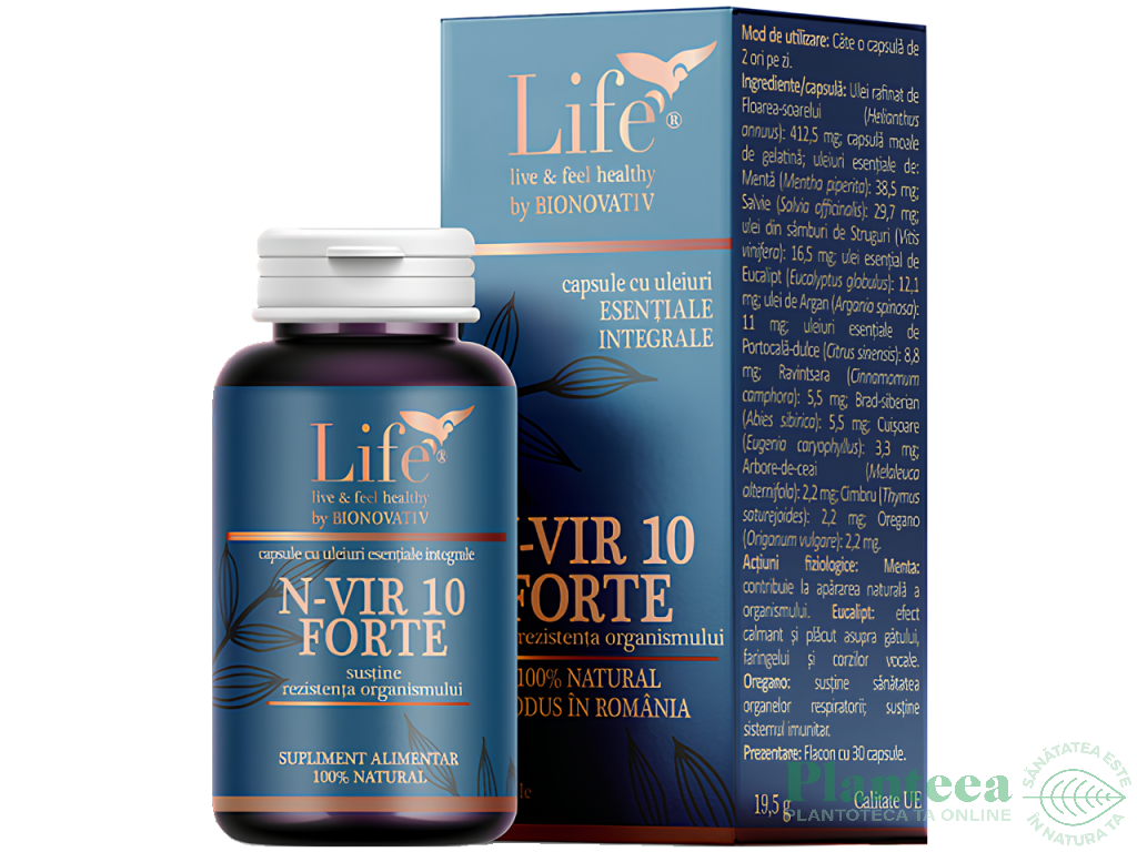 Capsule uleiuri esentiale integrale N~VIR 10 Forte 30cps - LIFE