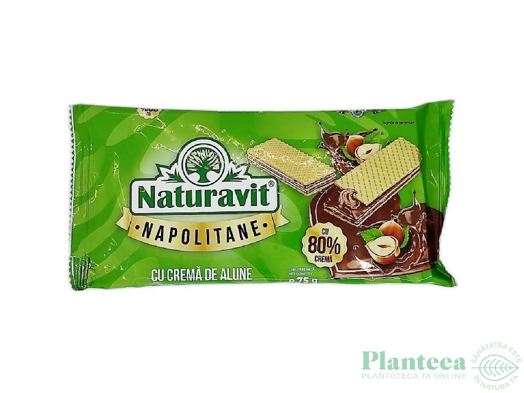 Napolitane crema alune cacao 75g - NATURAVIT