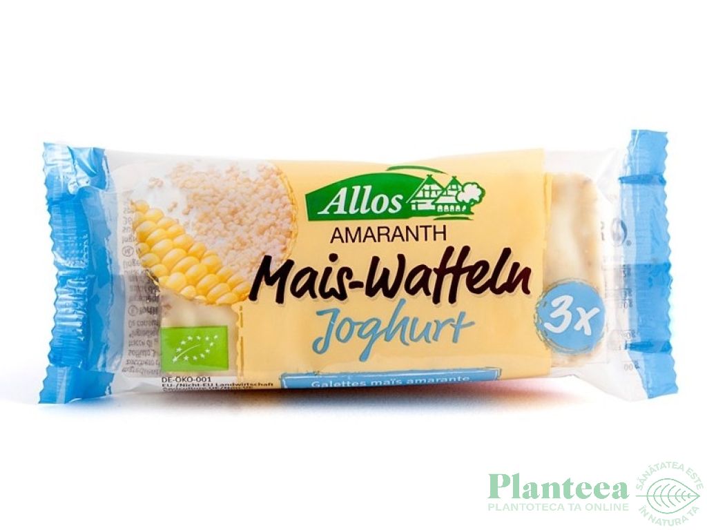 Napolitane porumb amarant ciocolata alba iaurt eco 37g - ALLOS