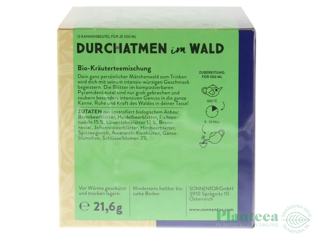 Ceai Piramida respira adanc in padure eco 12dz - SONNENTOR