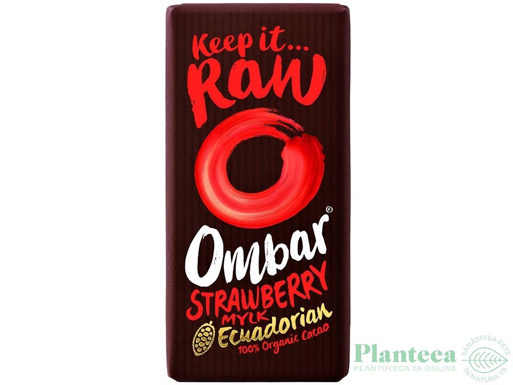 Ciocolata cremoasa capsuni probiotice raw eco 35g - OMBAR