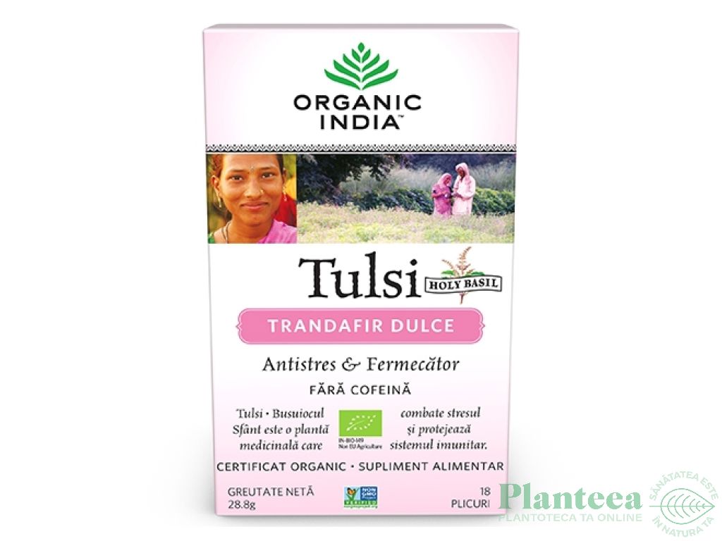 Ceai tulsi trandafir dulce 18dz - ORGANIC INDIA