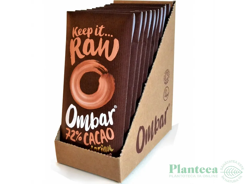 Ciocolata neagra 72%cacao probiotice raw eco 70g - OMBAR