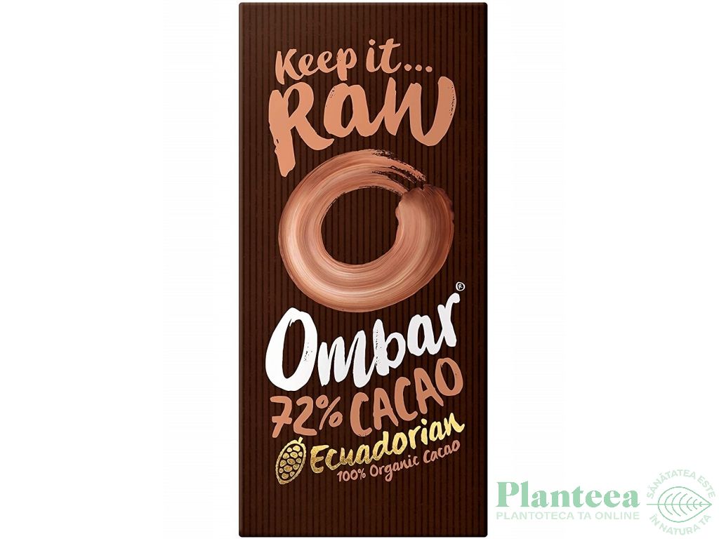 Ciocolata neagra 72%cacao probiotice raw eco 70g - OMBAR