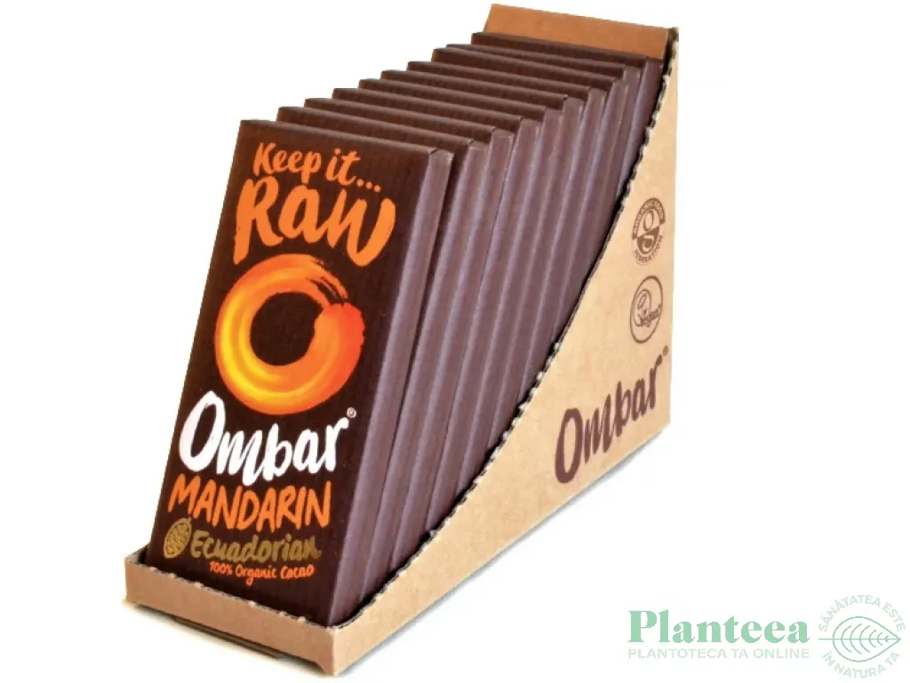 Ciocolata neagra 60% mandarine merisoare raw eco 35g - OMBAR