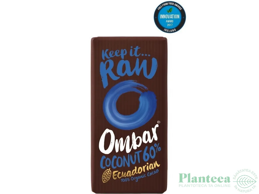 Ciocolata neagra 60% cocos probiotice raw eco 35g - OMBAR