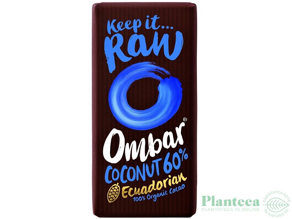 Ciocolata neagra 60% cocos probiotice raw eco 35g - OMBAR