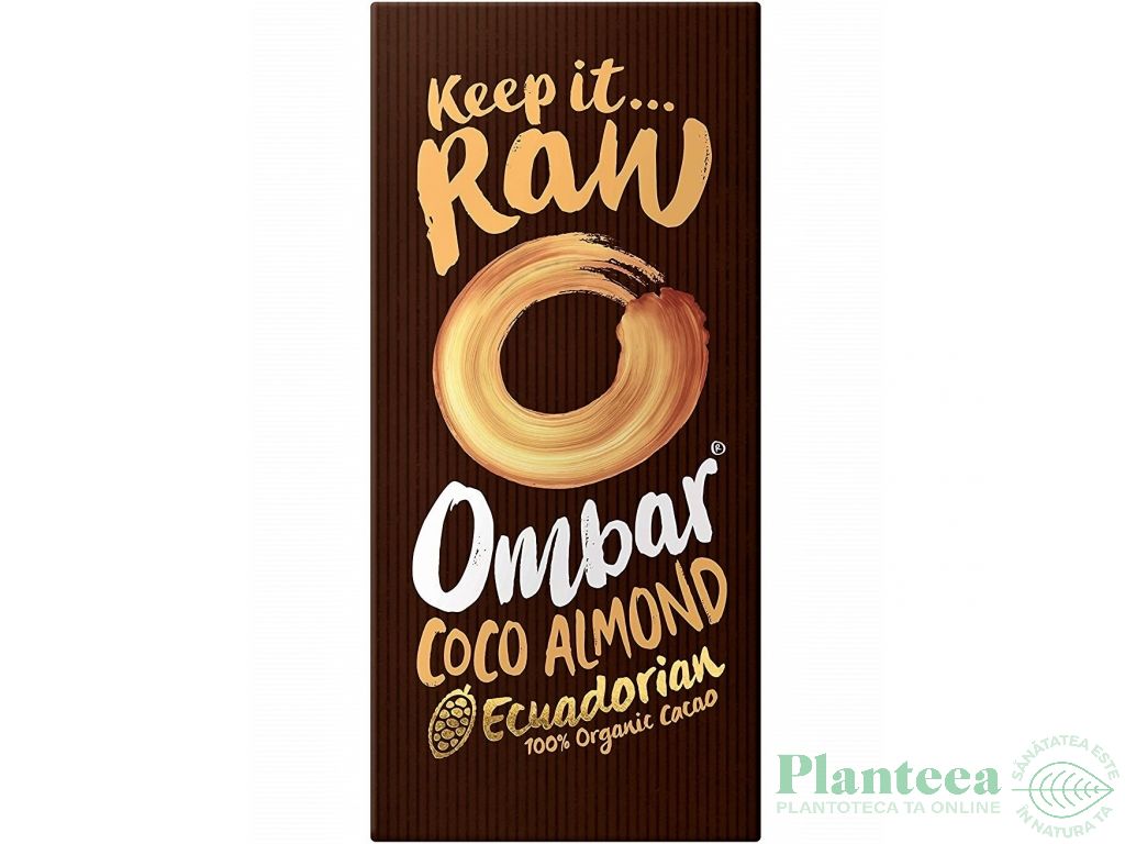Ciocolata neagra 60%cacao migdale probiotice raw eco 70g - OMBAR