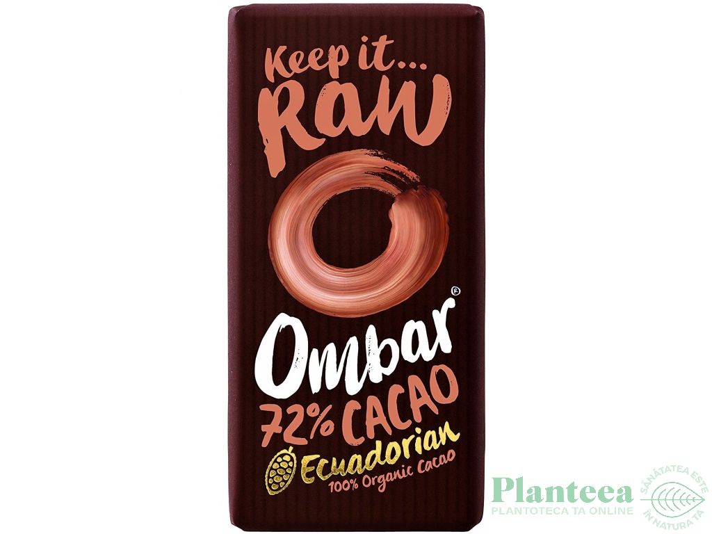 Ciocolata neagra 72%cacao probiotice raw eco 35g - OMBAR