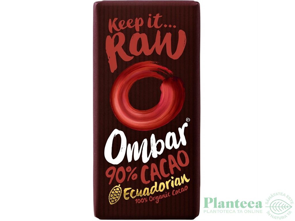 Ciocolata neagra 90%cacao raw eco 35g - OMBAR
