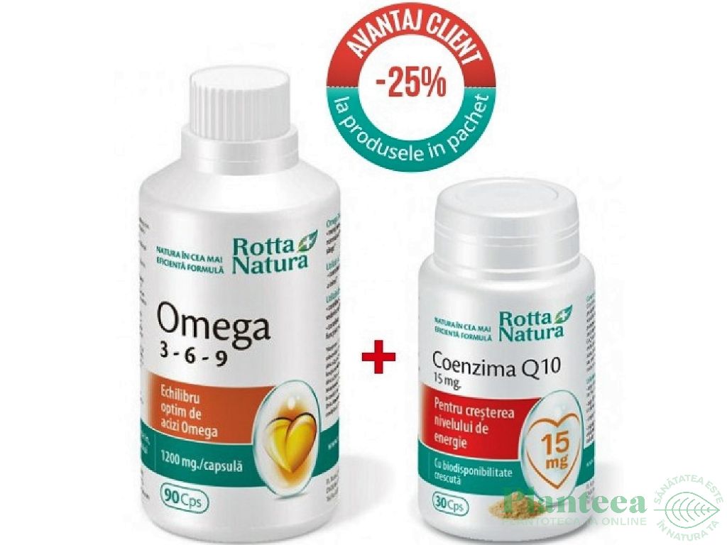 Pachet Omega369 90cps + Coenzima Q10 15mg 30cps - ROTTA NATURA