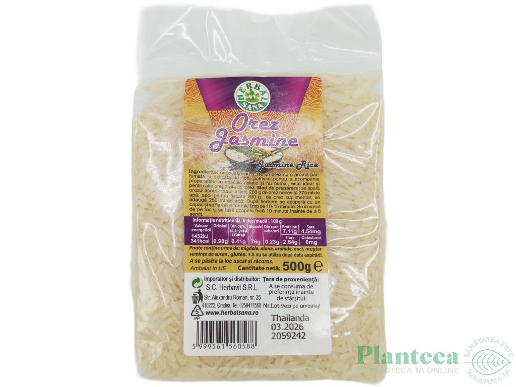 Orez jasmin alb 500g - HERBAL SANA