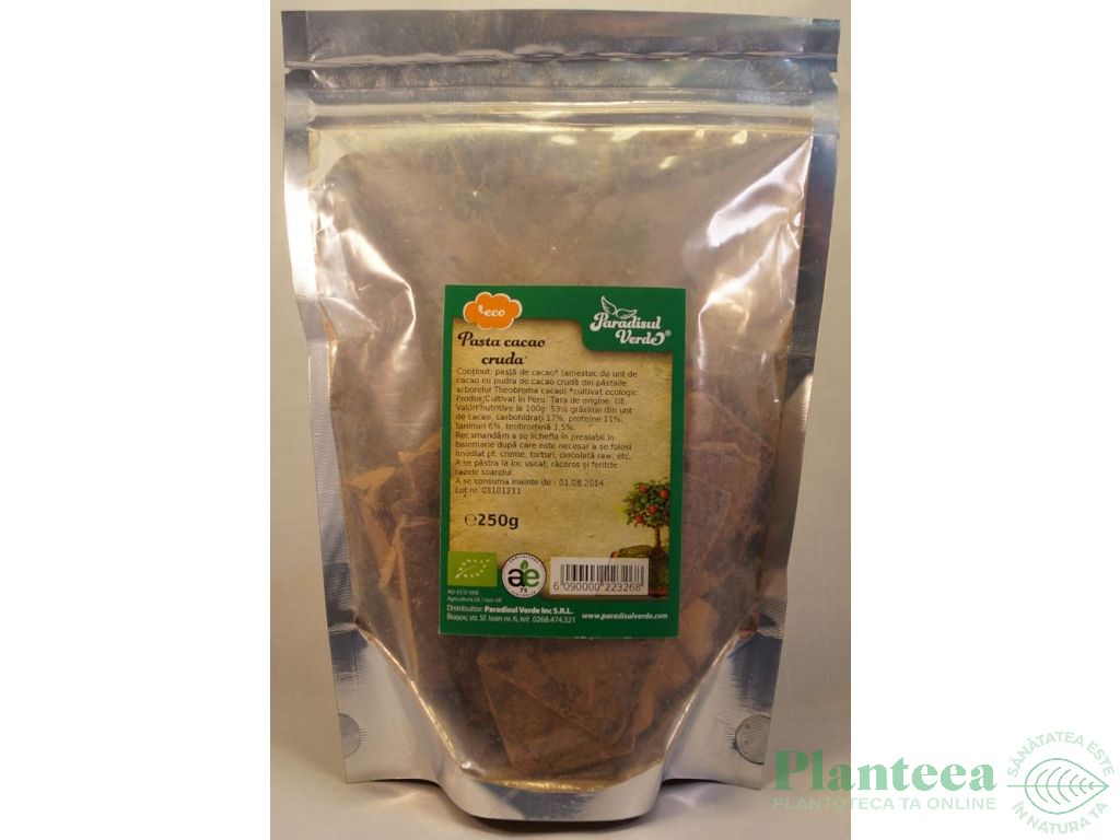 Pasta cacao cruda eco 250g - PARADISUL VERDE