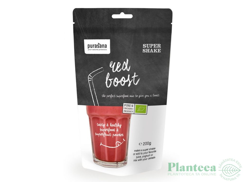 Pulbere shake proteic vegan Red Boost eco 200g - PURASANA