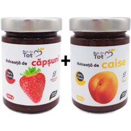 Pachet 2 Dulceturi [Caise+Capsuni] fara zahar 2x360g - BUN DE TOT