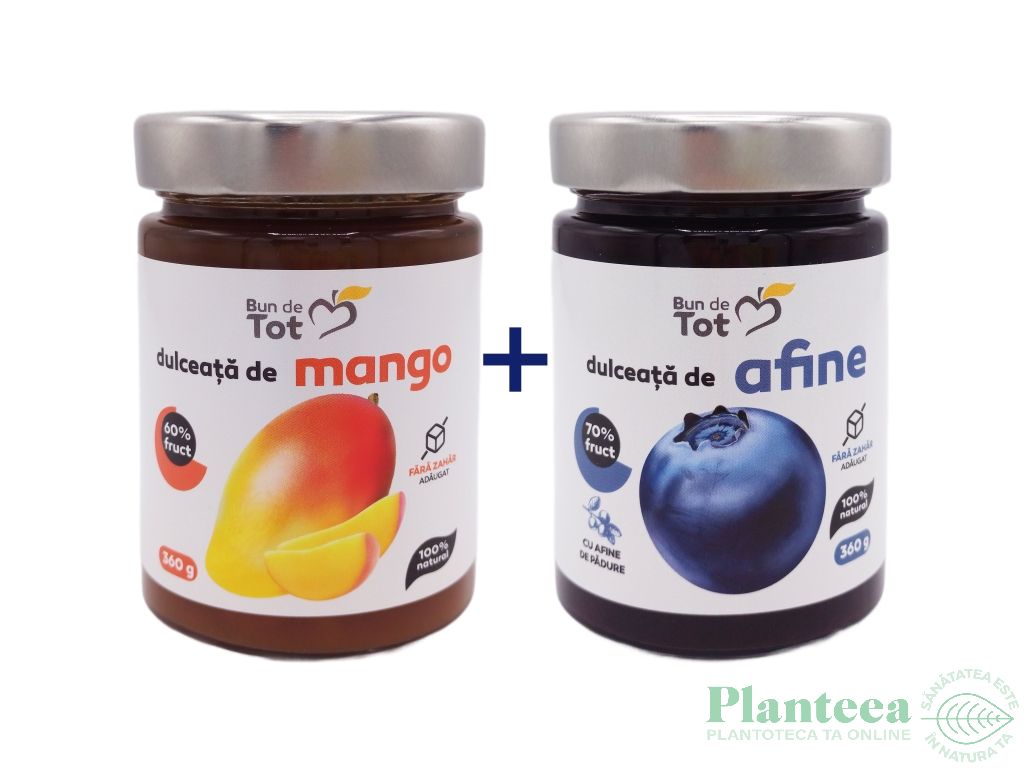 Pachet 2 Dulceturi [Mango+Afine] fara zahar 2x360g - BUN DE TOT