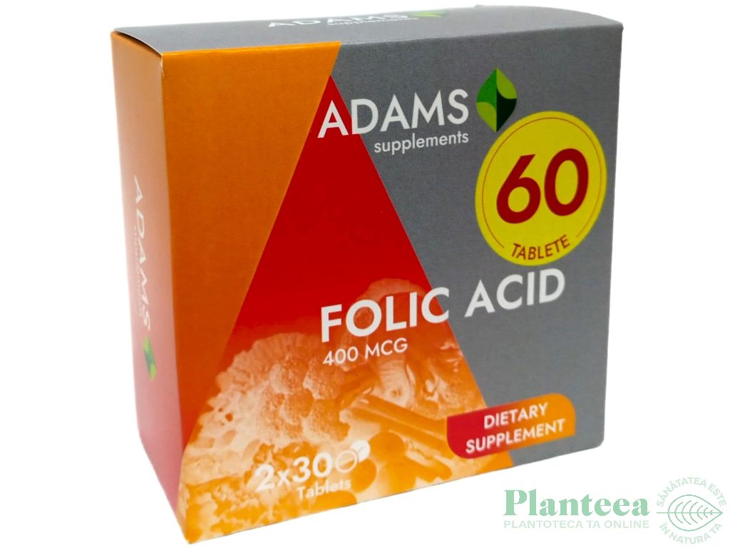 Pachet Acid folic 400mcg 2x30cp - ADAMS SUPPLEMENTS