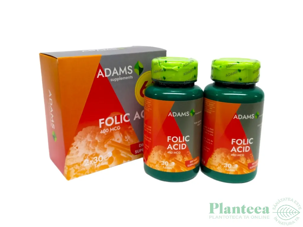Pachet Acid folic 400mcg 2x30cp - ADAMS SUPPLEMENTS