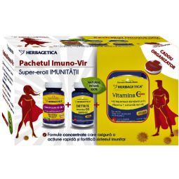 Kit Imuno Vir [Vitamina C forte+Cordyceps+Detrix+cadou organizator medicamente] 2x30cps+60cps - HERBAGETICA