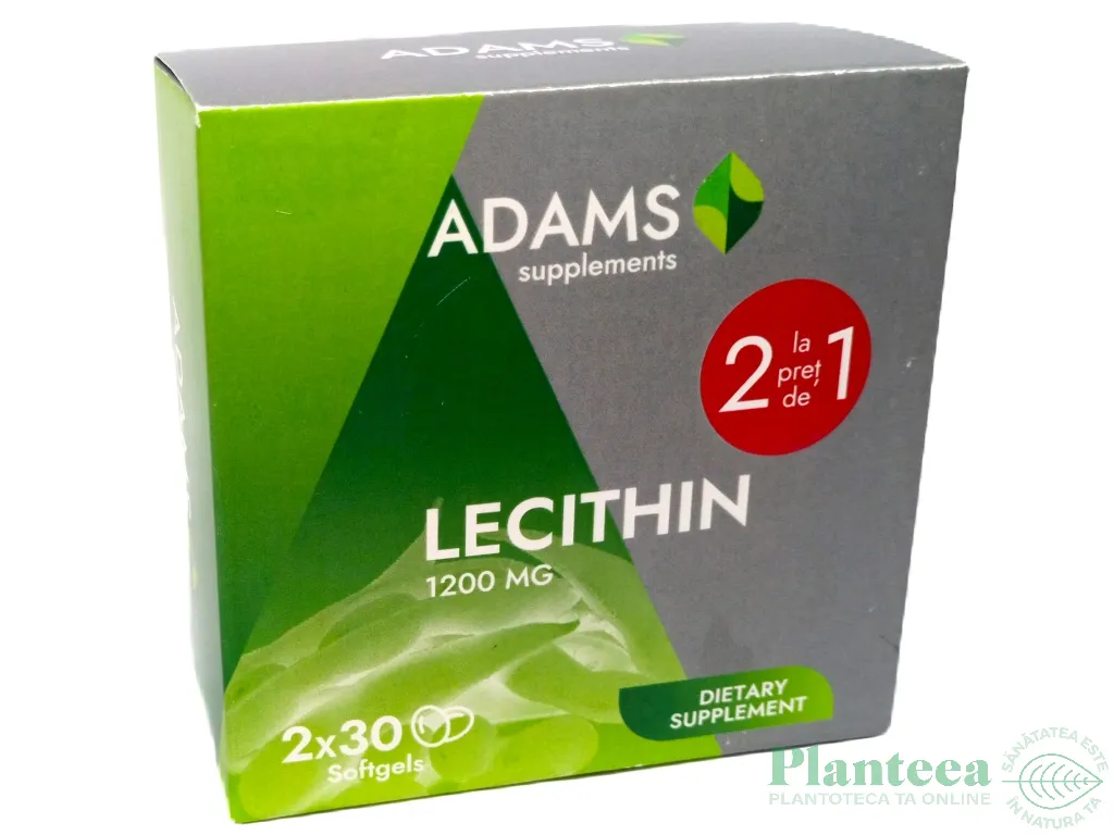 Pachet Lecitina 1200mg 2x30cps - ADAMS SUPPLEMENTS