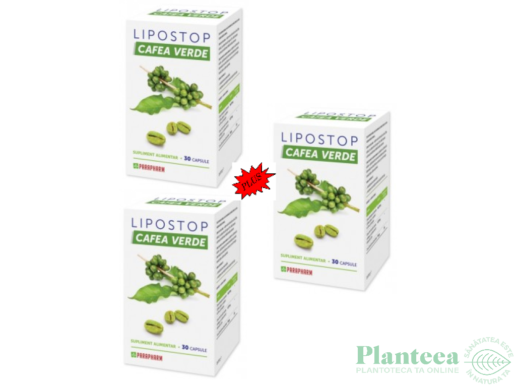 Pachet Lipostop cafea verde 3x30cps - PARAPHARM